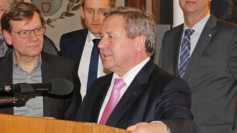 v.l.n.r.: Johann Wadephul, Daniel Günther, Hans-Jörn Arp und Heiner Rickers v.l.n.r.: Johann Wadephul, Daniel Günther, Hans-Jörn Arp und Heiner Rickers