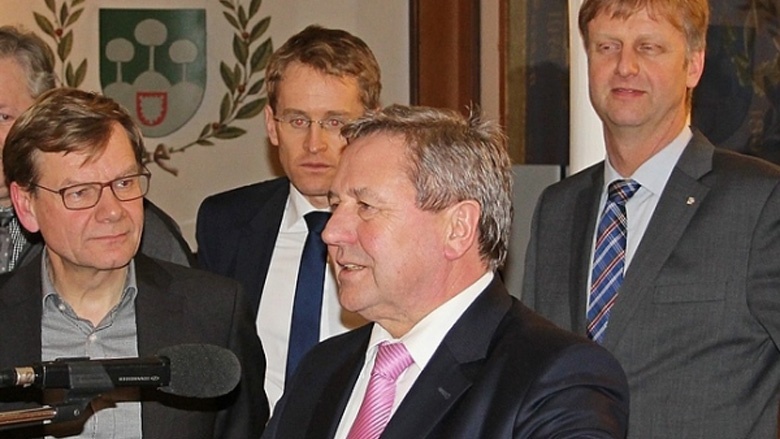 v.l.n.r.: Johann Wadephul, Daniel Günther, Hans-Jörn Arp und Heiner Rickers v.l.n.r.: Johann Wadephul, Daniel Günther, Hans-Jörn Arp und Heiner Rickers